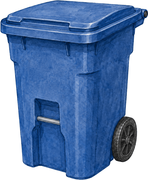 Illustration of blue garbage bin