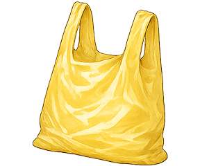 Illustration of yellow plastic shopping bag