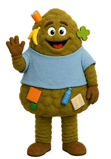 Land Phil mascot wearing a blue t-shirt