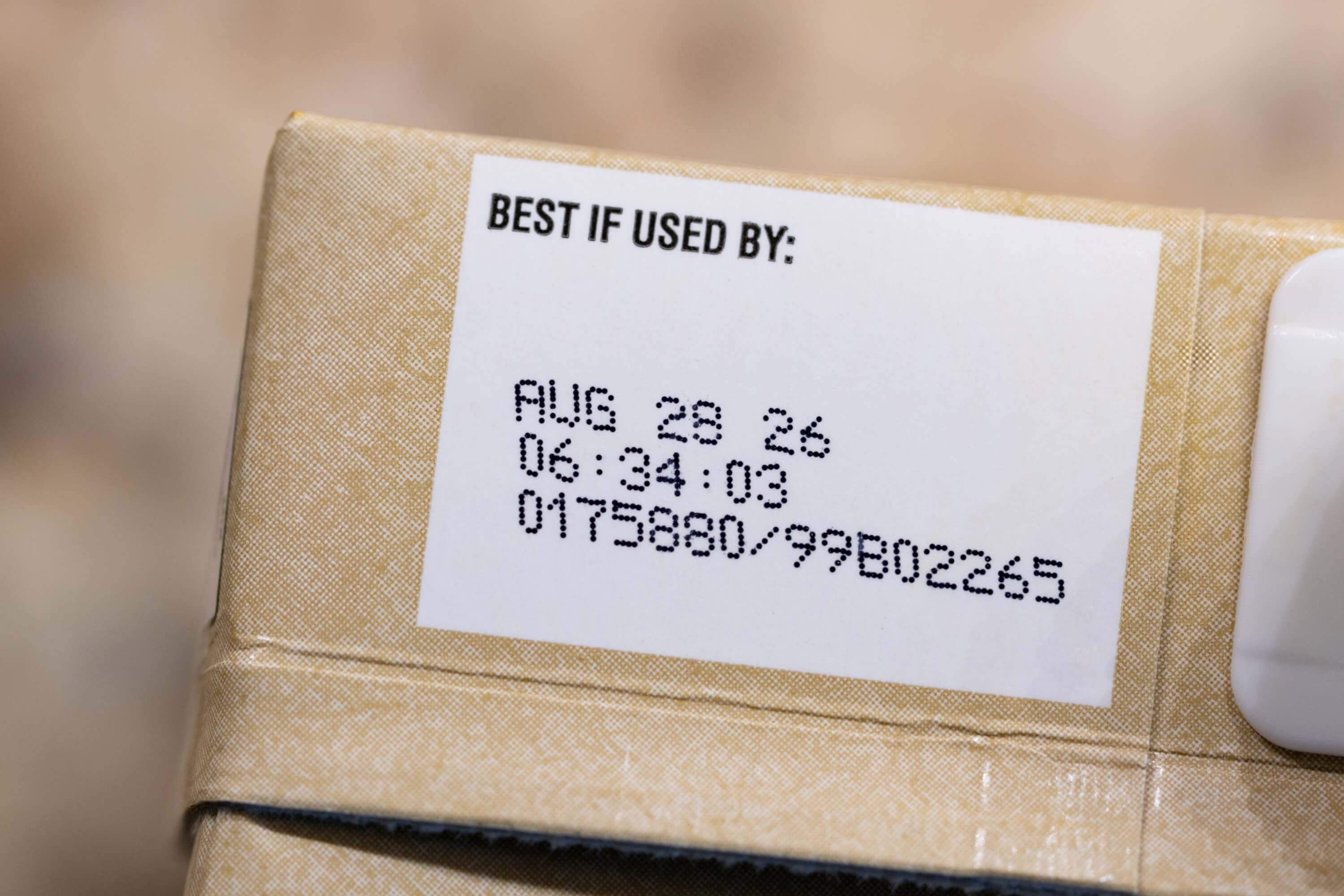 "Best if used by" label on a food carton