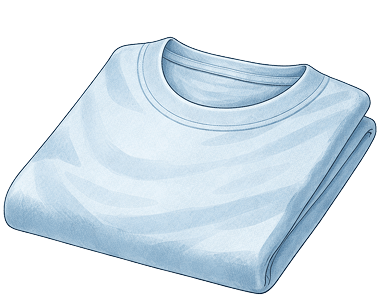 Illustration of folded light blue t-shirt